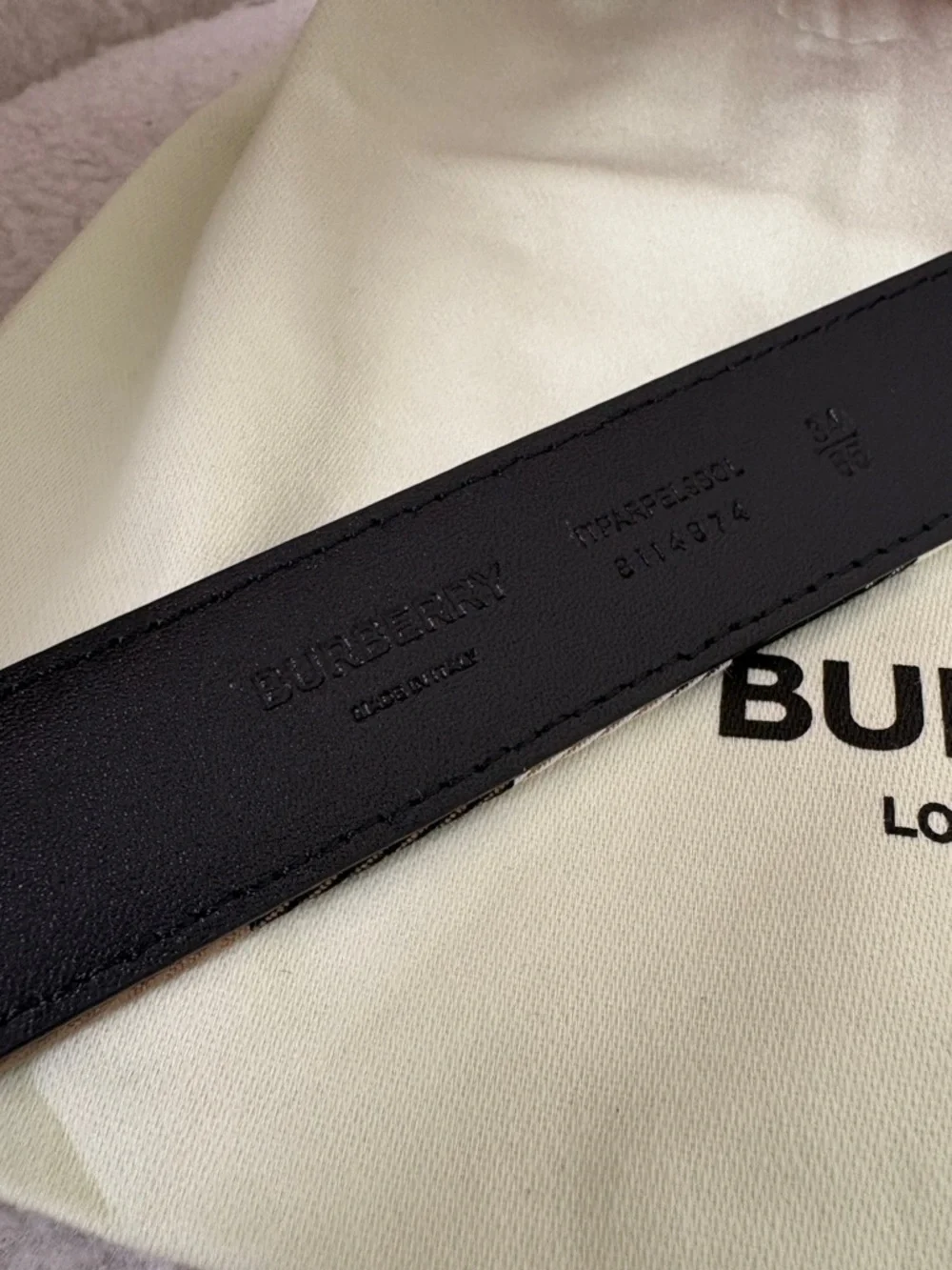 Burberry Classic Check Leather Belt in Beige/Black NEW 75cm